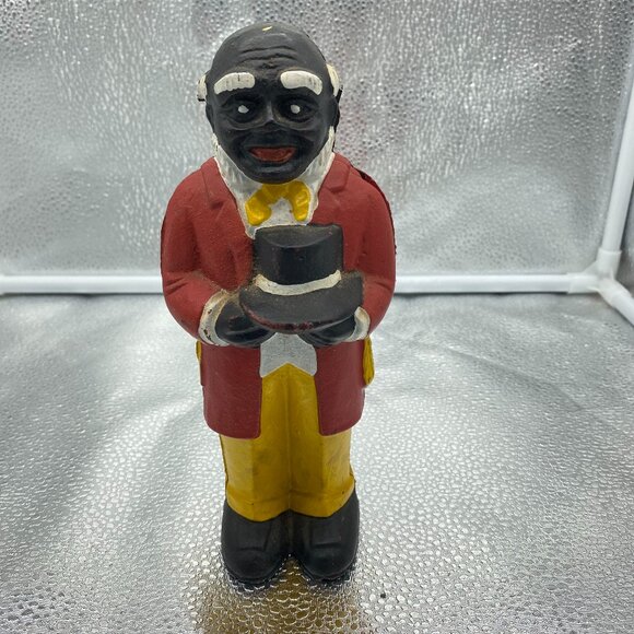 Vintage Black Americana Cast Iron Coin Bank Gentleman. 8" tall/2lbs/10oz. - Picture 1 of 11